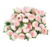 Champagne, chair, rouge, élégante décoration de la maison, pivoine artificielle, petite boule, chrysanthème, petit œillet fleur artificielle, 50 pièces, vraies à la vie, faciles à entretenir, large