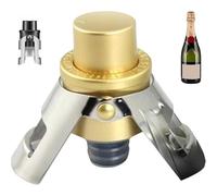Champagne Pressure Stopper, Champagne Cork, Stainless Steel Stoppers,Press- Wine Stopper with Built-in Pressure Pump for Wedding Bar (Gold)