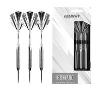 Champify® Blizzard Jeu de fléchettes en laiton 18 g avec pointe en acier | 3 fléchettes avec 6 tiges et ailettes | avec autres accessoires | Fléchettes avec pointes en acier idéales pour les débutants