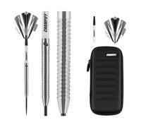 Champify Nouveau Jeu de fléchettes 23 g 90% tungstène « Blizzard » avec Sac de fléchettes Noir | 3 fléchettes en Acier avec 9 flèches et 9 Vols | Jeu de fléchettes avec Accessoires | Fléchettes avec