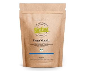 Champignon chaga en poudre bio 125g - Cueillette sauvage certifiée - >2% de polysaccharides - Polypore oblique - Conditionné et contrôlé en Allemagne - Biotiva