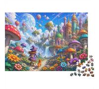Champignon Château Ballon 1000 Pièces Mini Puzzle pour Adolescents Éducatif | 52x38cm Papier Décoration De La Maison Coupe Précise Cadeau D'anniversaire Relaxation