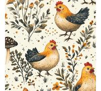 Champignon Ferme Poulets Papier Adhesif Meuble Plante Fleur Mat Papier Peint Mural Film Autocollant Wallpaper Rouleau Impermeable Stickers Collant Décoration pour Cuisine Tables Armoires Mur 0.4X20 M