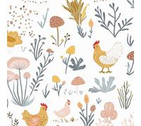 Champignon Ferme Poulets Papier Adhesif Meuble Plante Fleur Mat Papier Peint Mural Film Autocollant Wallpaper Rouleau Impermeable Stickers Collant Décoration pour Cuisine Tables Armoires Mur 0.52X3 M