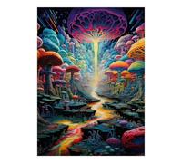 Champignon Forêt Rivière Puzzle, 1000 Pièces Jeu Intérieur Adulte | 70x50cm Carton, Exercice Mental, Assemblage Précis, Amateurs D'art, Réduction Du Stress