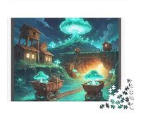 Champignon Lumineux Grotte Puzzle 1000 Pièces pour Adultes Papier Jeu de Puzzle Illustration Nocturne Famille Décoration Détente 70x50cm/1000pcs