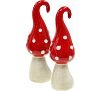 Champignon mouche en céramique Décoration Champignons Rouge Blanc Ø5cm H15,5cm 2p. pour décoration d'automne & Noël