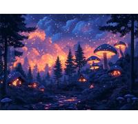 Champignon Puzzle 5000 Pieces Adultes Vue Nocturne Puzzles Classiques Panorama Bois Difficile Impossible Geant Jigsaw Jeu éducatif Défi Jouet pour Enfants dès 14 Ans Beautiful Gifts Homme Femme P-838