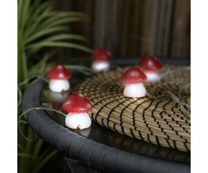 Champignon solaire éclairage de terrasse solaire pour guirlande lumineuse extérieure champignons, 6x amanites mouches, batterie LED, L 270 cm, terrasse de jardin