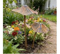 Champignons déco automne, piquets de jardin rouillés, décoration extérieure en métal résistant aux intempéries, ornements - Lot de 2