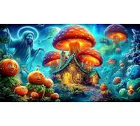 Champignons-House Puzzle 1000 Pieces Cadeau Unique Jeu éducatif défi Jouet de qualité supérieure Peinture Art pour Adultes et Enfants 38x52cm/1000pcs