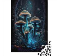 Champignons Lumineux Forêt Fantastique Puzzle 1000 Pièces Papier pour Adultes Ambiance Nocturne Jeu de Puzzle 1000 Pièces Détente 38x26cm/1000pcs
