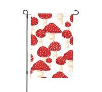 Champignons rouges amanite tue-mouches, drapeau de jardin d'été double face de 12 x 18 pouces pour l'extérieur