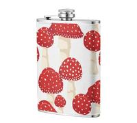 Champignons rouges Amanite tue-mouches,Flasque de poche plate de 8 oz en acier inoxydable 304, idéale pour les activités de plein air.