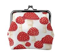 Champignons Rouges Amanite Tue-Mouches,Porte-Monnaie en Cuir PU, Petit Portefeuille, Pochette à Monnaie avec Fermoir Baiser