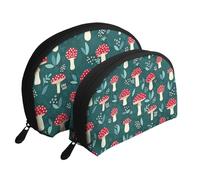 Champignons Rouges, Trousse de Maquillage Coquille Femme Petit Porte-Monnaie Trousse de Toilette Trousse à cosmétiques 2 pièces