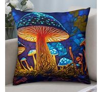Champignons Vibrants Et Lumineux, Art Psychédélique Lot De 2 Canapé Housses Rétro Taies Doreiller Lavable Coussin en Housse pour Bureau Jardin Voiture 45X45Cm