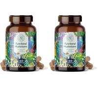 Champignons vitaux fonctionnels d'Alpha Foods avec Maitake, Shiitake, Chaga, Cordyceps, Reishi, Lions Mane, Agaricus - Extraits duaux hautement puissants, testés en laboratoire HPCL (Lot de 2)