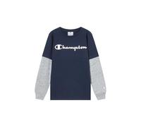 Champion 307324 T-shirt à Manches Longues pour Enfant avec Logo Script, bleu/gris, 13-14 ans