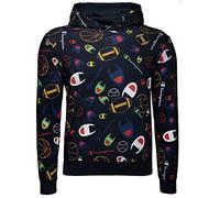 Champion American Classics Allover Logo Sweat à Capuche, Bleu Marine, 13-14 Ans Garçon