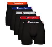 Champion Boxer Briefs, Every Day Comfort Stretch Cotton Moisture-Wicking Underwear, Multi-Pack Boxeur ajusté, Noir-Lot de 5, Homme