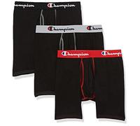 Champion caleçons Boxeurs en Coton Stretch pour Homme avec Pochette de Soutien Total ajusté, Noir-Lot de 3, XXL