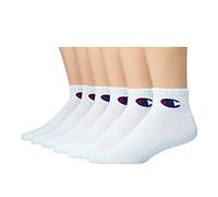 Champion Paires de Socquettes à Double séchage avec Logo Chaussettes décontractées, Blanc-Lot de 6, Homme
