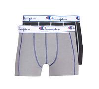 Champion Coton, Boxer Homme, Multicolore (Gris/Noir 8md), Small (Taille Fabricant: S) (Lot de 2)