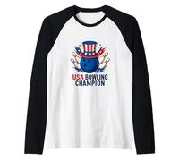 Champion de Bowling des États-Unis Art Patriotique Manche Raglan