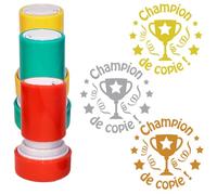 Champion de Copie Conception du Trophée - 3 Tampons Encreurs Enseignants. Or, Argent, Bronze 22mm Re-éncrable