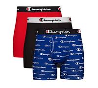 Champion 5 Boxers en Coton Stretch pour Homme Boxeur ajusté, Lot de 3 Logos Bleus et Blancs/Noir/Rouge, XL