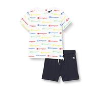 Champion Legacy American Classics - All-Over S/S T-Shirt & Shorts, Costume Bébé garçon, (Bianco/Blu Marino), 12 Mesi