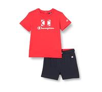 Champion Legacy American Tape-Graphic S/S T-Shirt & Bermuda Costume, (Rosso Intenso/Blu Marino), 18 Mesi Bébé garçon