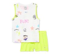 Champion Legacy Fun Club-All-Over-Tank Top & Short Complet, (Blanc/Jaune Fluo), 9-10 Ans Fille