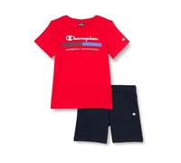 Champion Legacy Graphic Shop B-Authentic Athleticwear Crewneck T-shirt et short complet pour enfants et adolescents, Rouge intense/bleu marine, 11-12 ans