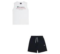 Champion Legacy Graphic Shop B Authentic Athleticwear Crewneck Tank & Shorts Complet, Blanc/Noir, 3-4 Ans Garçon