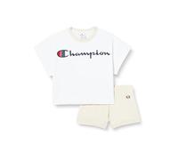 Champion Legacy Icons G Crewneck T-shirt et short complet, Blanc/gris, 7-8 ans Filles et filles SS24, blanc/gris, 7-8 ans