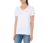 Champion Legacy Icons W-Small Script Logo S/S V-Neck T-Shirt, Blanc, XL Women's