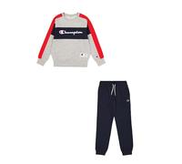 Champion Legacy Retro Sport B (306862) - Survêtement à col rond en polaire Powerblend compacte et ultralégère, multicolore gris mélange/bleu marine (NOXM/NNY/WHT), 7-8 ans (S) Enfant FW24