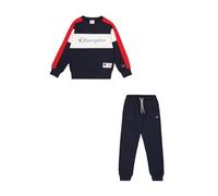 Champion Legacy Retro Sport B (306862) - Survêtement à col rond en polaire Powerblend compacte et ultralégère, multicolore gris mélange/bleu marine (NOXM/NNY/WHT), 3-4 ans (XXS) enfant FW24