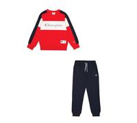 Champion Legacy Retro Sport B (306862) - Ultralight Soft Compact Powerblend Fleece Crewneck Combinaison de sport, multicolore vermillon/bleu marine (CRD/NNY/WHT), 13-14 ans (XL) Enfant FW24, Vermillon