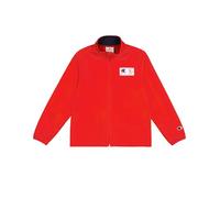 Champion Legacy Retro Sport B (306864) - Sweat-shirt à col haut et fermeture éclair en micro polaire à séchage rapide, Vermillon/Marine (CRD/NNY), 7-8 ans (S) Garçons FW24