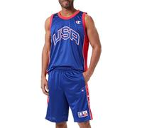 Champion Legacy Retro Sport - Lateral Colorblock Polywarpknit Bermuda Shorts, Bleu électrique/Rouge/Blanc, S Homme