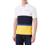 Champion Legacy Retro Sport Polo - Color Block S/S, Blanc/Bleu Marine/Jaune, Medium Hommes