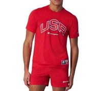 Champion Legacy Retro Sport - USA S/S Crewneck T-Shirt, Rouge, Medium Hommes