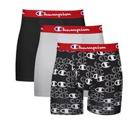 Champion Boxeur ajusté Homme – légers et extensibles – Lot de 3 ébène/ébène, Logo C Silverstone