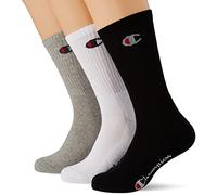 Champion Mixte Enfant Socks Basics 3pk Crew Protège-Bas & Socquettes, Gris/Blanc/Noir, 27-30 EU