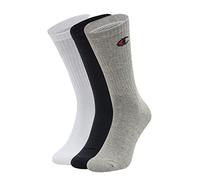 Champion Mixte Socks Basics 3pk Crew Protège-Bas & Socquettes, Gris/Blanc/Noir, 35-38 EU