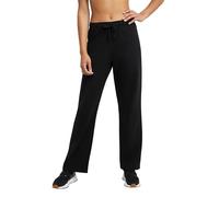 Champion Pantalon en Coton pour Femme, Pantalon de survêtement en Tricot avec Cordon de Serrage, Patch C, Entrejambe de 80 cm, Noir, Taille S