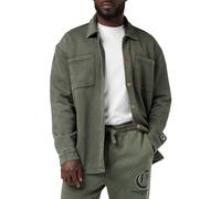 Champion Rochester 1919 Pop Punk Dyed/Wash Heavy Poly-Fleece Full Buttoned Sweat, Verde Foresta, L Homme